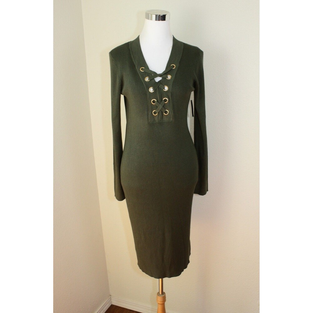 Fairygoth Preppy NWOT NO BOUNDARIES Junior Dress L (11-13) LS Green Lacing #04